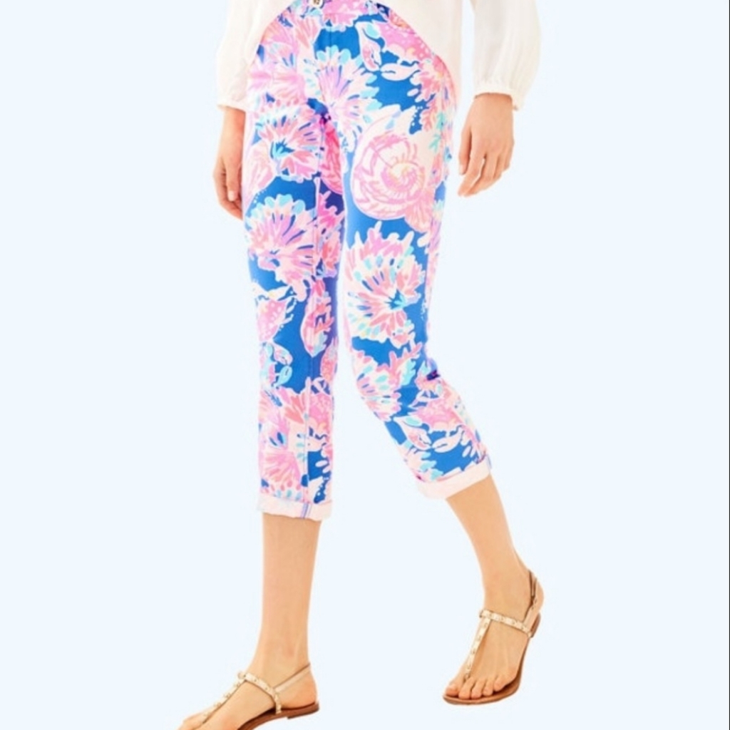 Lilly Pulitzer Nwt Sadie Stretch Crop Chino Pant In Bennet Blue